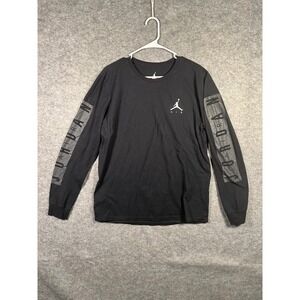 Jordan Long Sleeve T Shirt‎ Mens Size L Black Graphic Spell Out Crew Neck